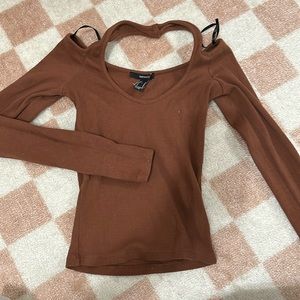 Halter brown, long sleeve top